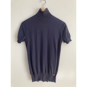 Gucci GG Indigo Cashmere Short Sleeved Turtleneck
